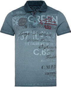 Poloshirt, Fashion David Stateshop steel - blue Camp sleeves, short