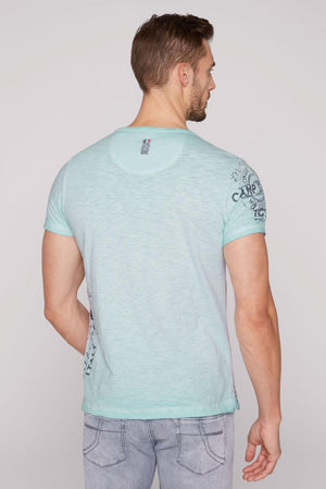 Camp David T-Shirt, button v-neck Chique Terre, lightblue
