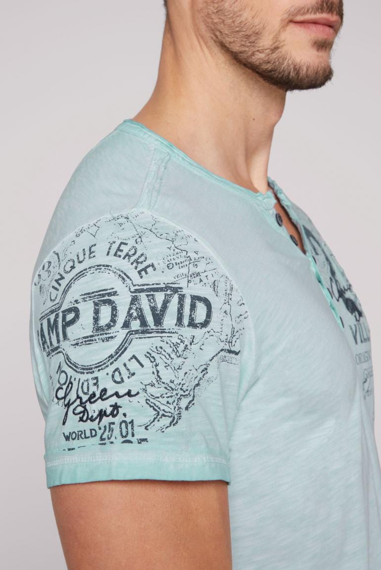Fashion lightblue Stateshop T-Shirt, Terre, David - Chique v-neck button Camp