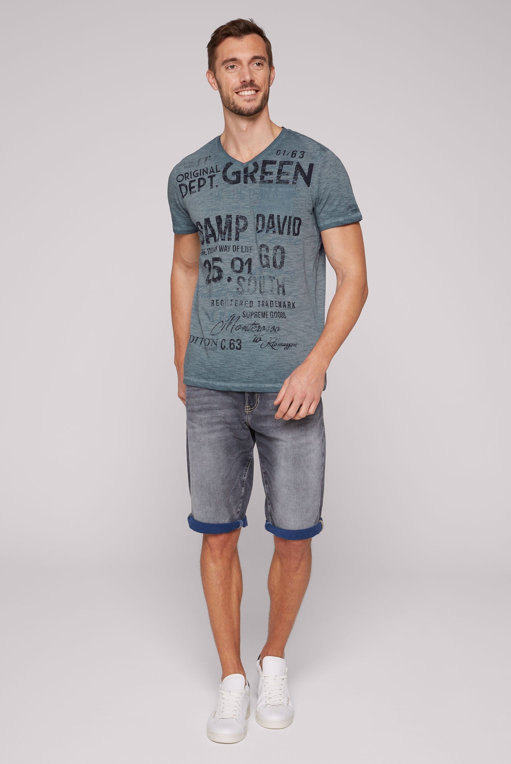 Camp David T-Shirt, v-neck Chique Terre, darkblue