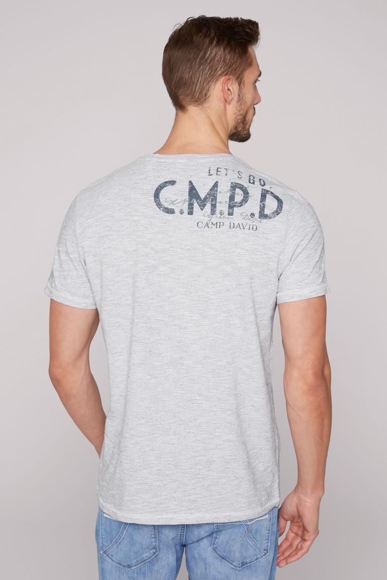 Camp David T-Shirt, v-neck Chique Terre, optic white - Stateshop Fashion