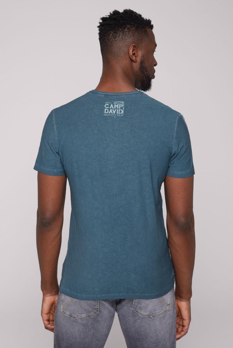 Camp David T-Shirt, v-neck Chique Terre, steel blue