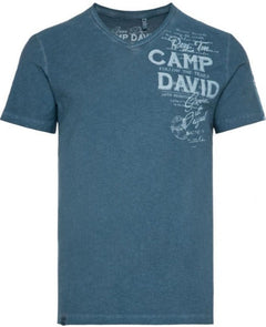 Camp David Terre, steel T-Shirt, - blue Chique Stateshop Fashion v-neck