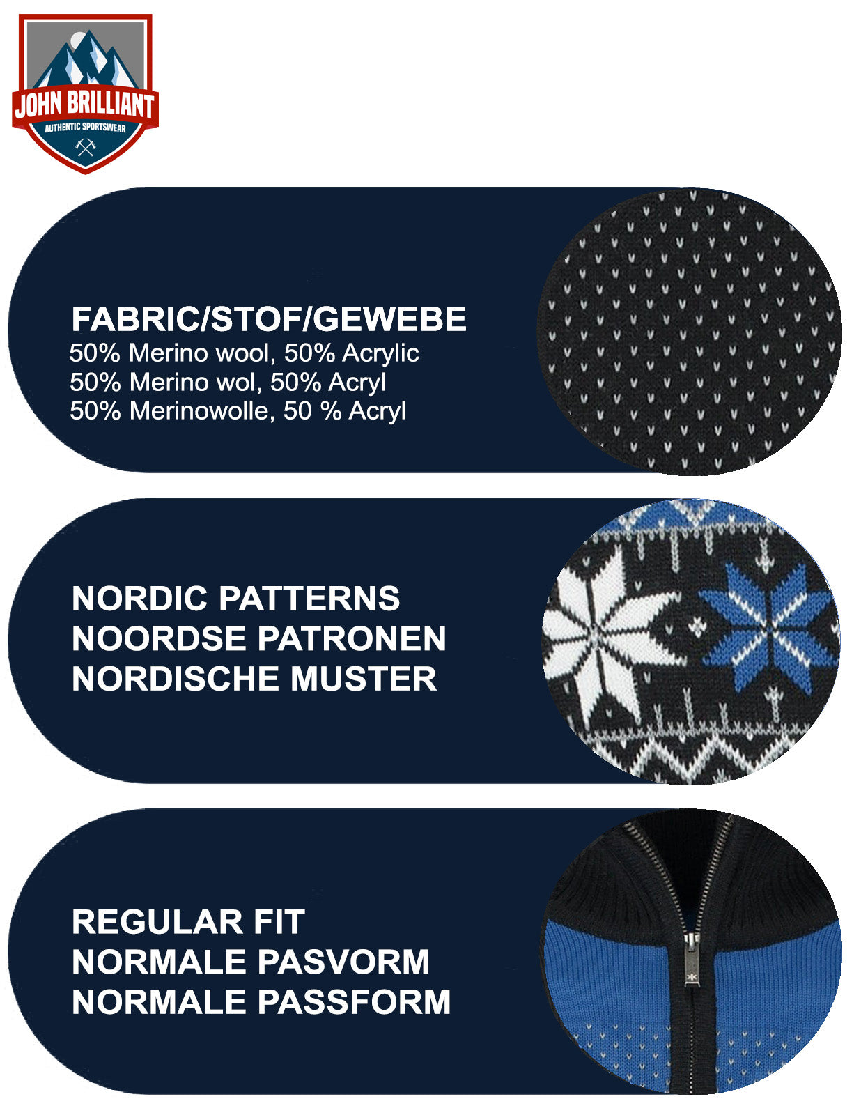 Norwegian Mens Pullover Merino, blue & black