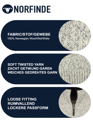 Norwegian zip-up sweater in 100% pure new wool