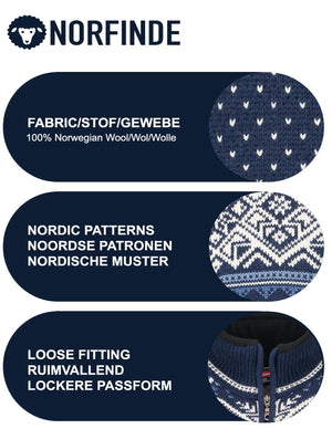 Norwegian cardigan-windstopper in 100% pure wool