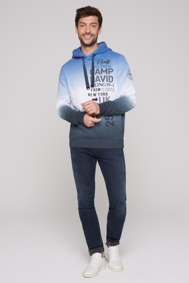 CAMP DAVID Hooded Sweatshirt met Kleurovergang en Maritiem Logo - Zachte Comfort in Stijl