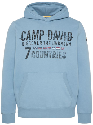 CAMP DAVID New Blue Embroidered Sweat Mix Hoodie – Your Stylish Outdoor Essential