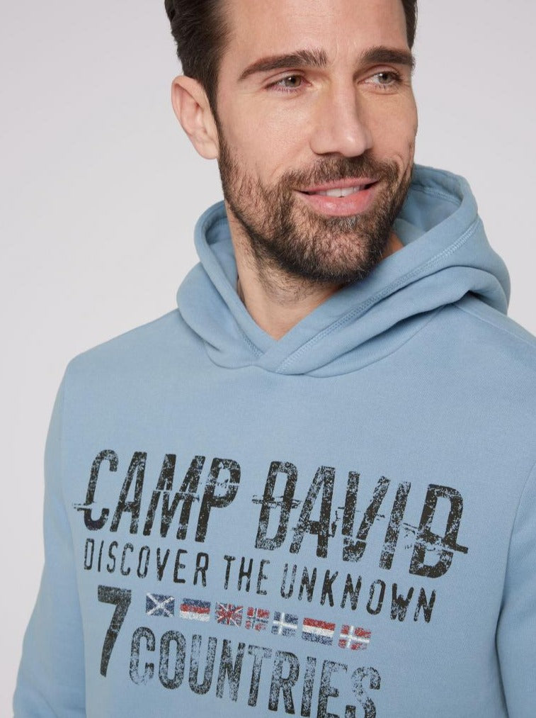 CAMP DAVID New Blue Embroidered Sweat Mix Hoodie – Your Stylish Outdoor Essential