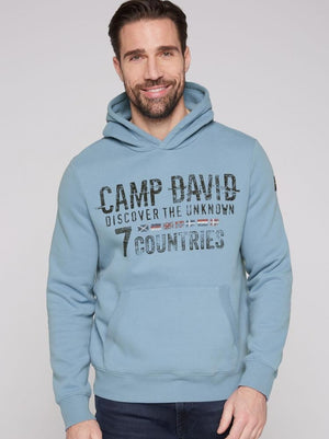 CAMP DAVID New Blue Embroidered Sweat Mix Hoodie – Your Stylish Outdoor Essential