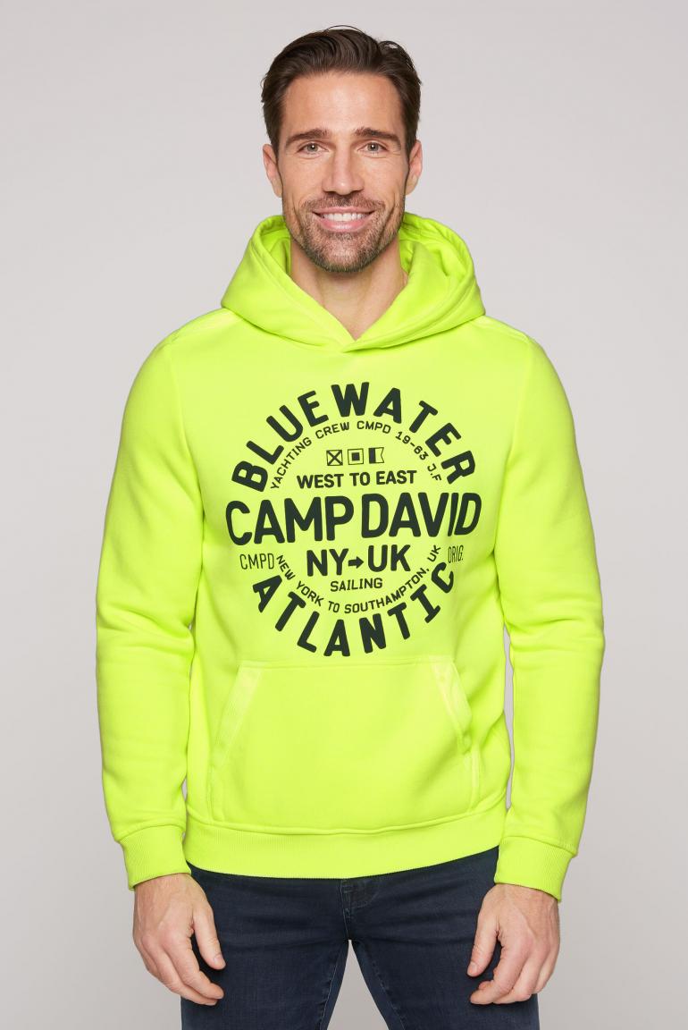 Hooded Sweatshirt with Eye-Catching Puff Prints and Tonal Details, Lime