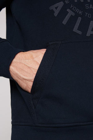 Sweat-shirt à capuche avec imprimés bouffants accrocheurs et détails ton sur ton, bleu marine