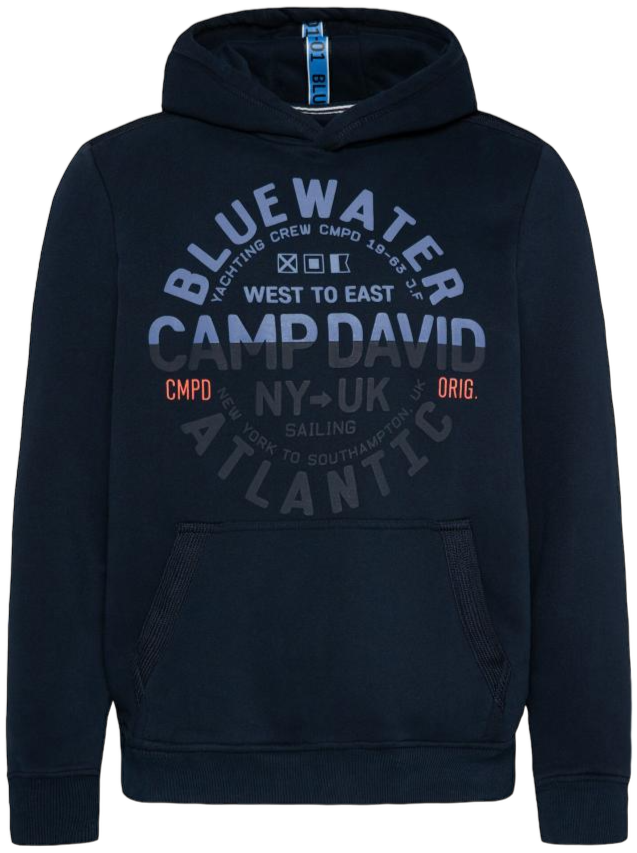 Hooded Sweatshirt met Puff Prints en Tonal Details in Donkerblauw