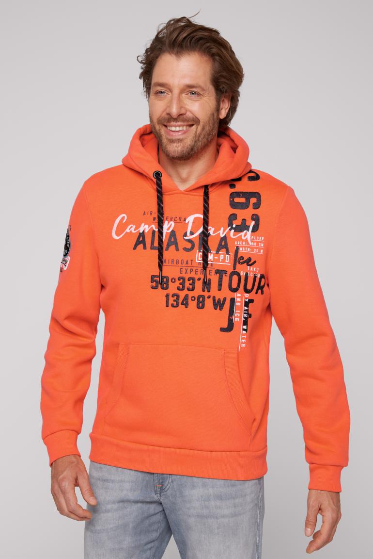 Camp David Hooded Sweatshirt with Logo Artworks in Orange - Stateshop  Fashion