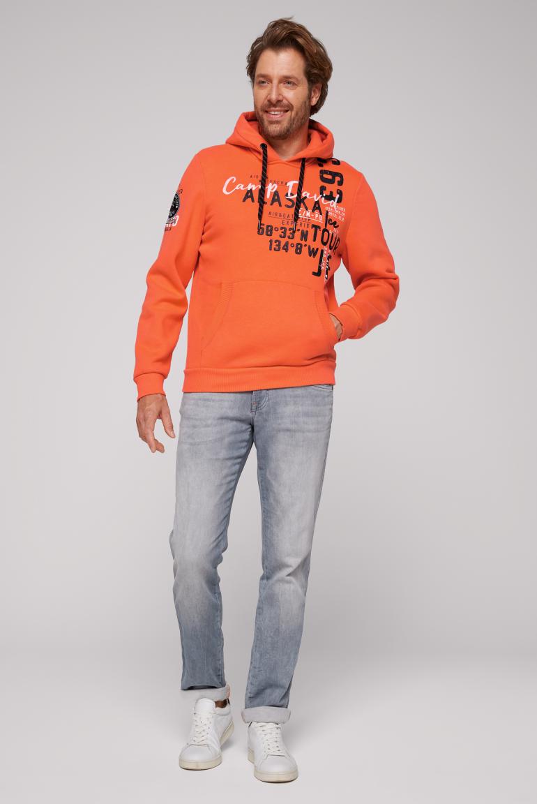 Hooded Stateshop Camp Logo with Sweatshirt in Artworks Orange - David Fashion