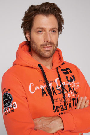 Hooded Sweatshirt with Logo Artworks in Orange