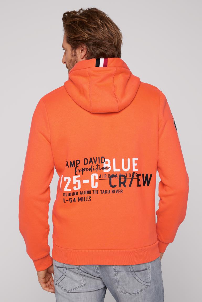 Hooded Sweatshirt with Logo Artworks in Orange