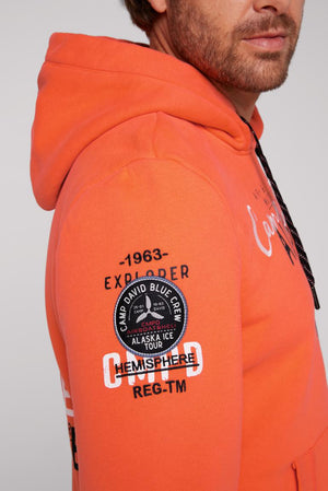 Hooded Sweatshirt with Logo Artworks in Orange