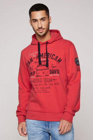 Hooded Sweatshirt with Striking Artworks in Red