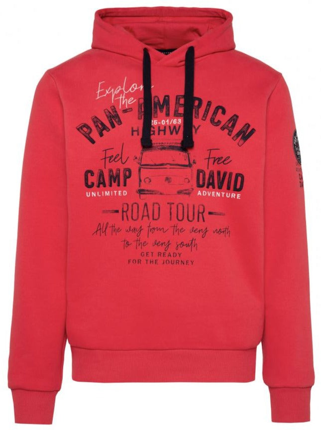 Hooded Sweatshirt with Striking Artworks in Red