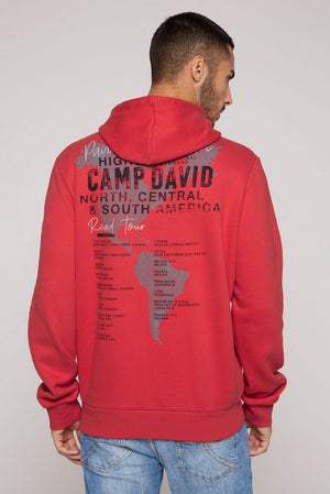 Hooded Sweatshirt with Striking Artworks in Red