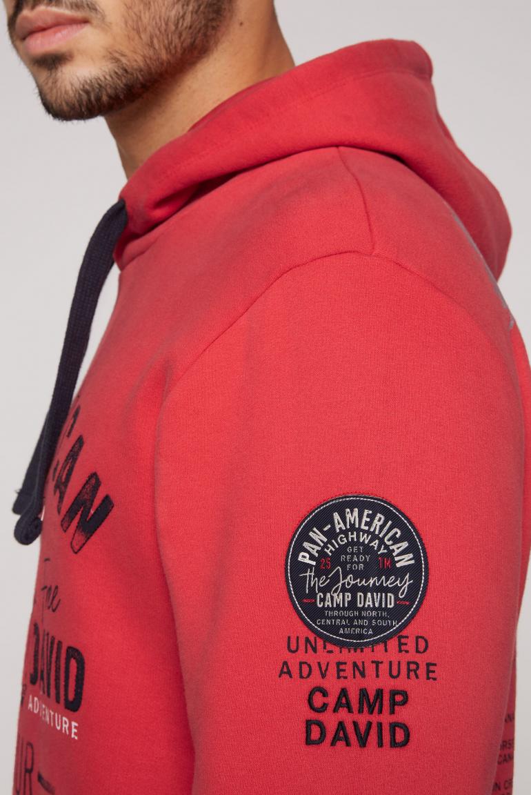 Hooded Sweatshirt with Striking Artworks in Red