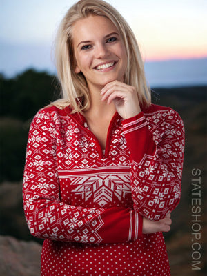 Nordic merino women sweater, Red