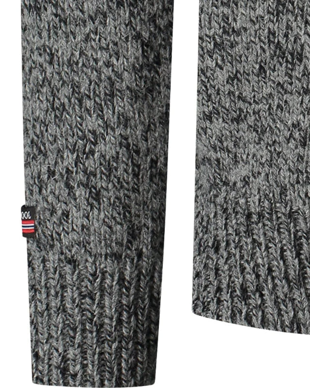 Norwegian zip-up sweater in 100% pure new wool, Grijs