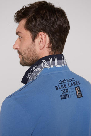 Sophisticated Piqué Polo Shirt with Expressive Details - Blue