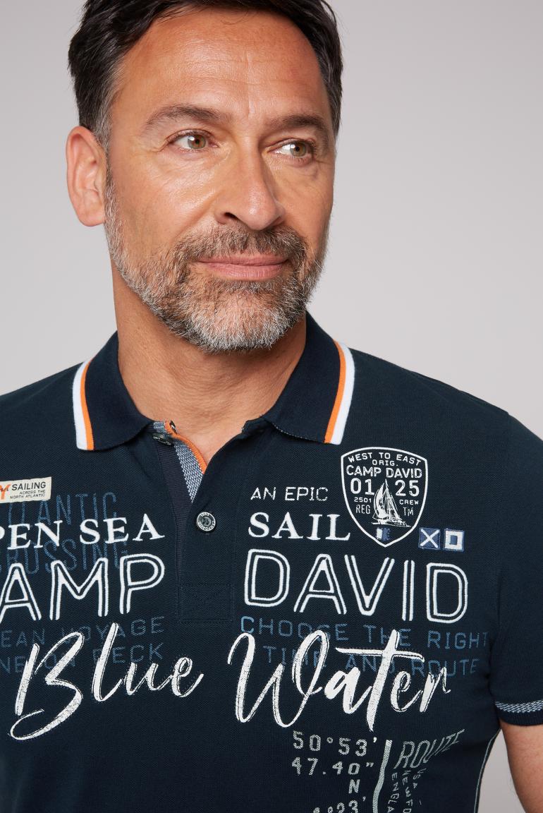 Sophisticated Piqué Polo Shirt with Expressive Details - Navy