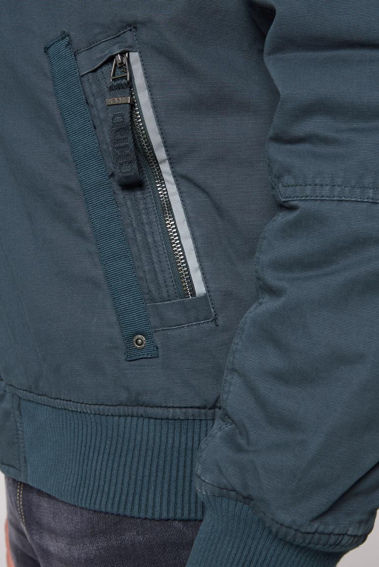 Padded Worker-Style Blouson Jacket in Dark Teal