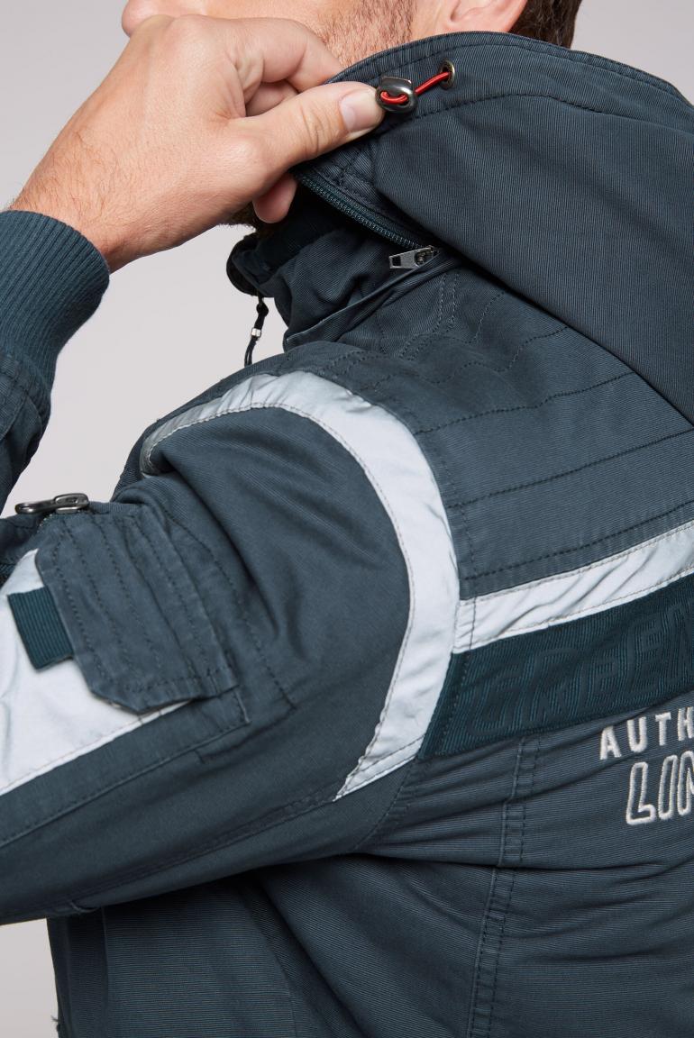 Padded Worker-Style Blouson Jacket in Dark Teal
