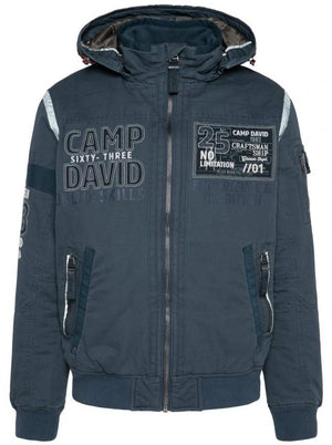 Padded Worker-Style Blouson Jacket in Dark Teal