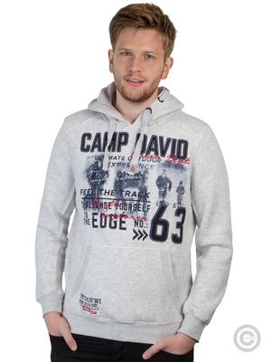 Camp DavidMelange white hoodie sweatshirt with photo print