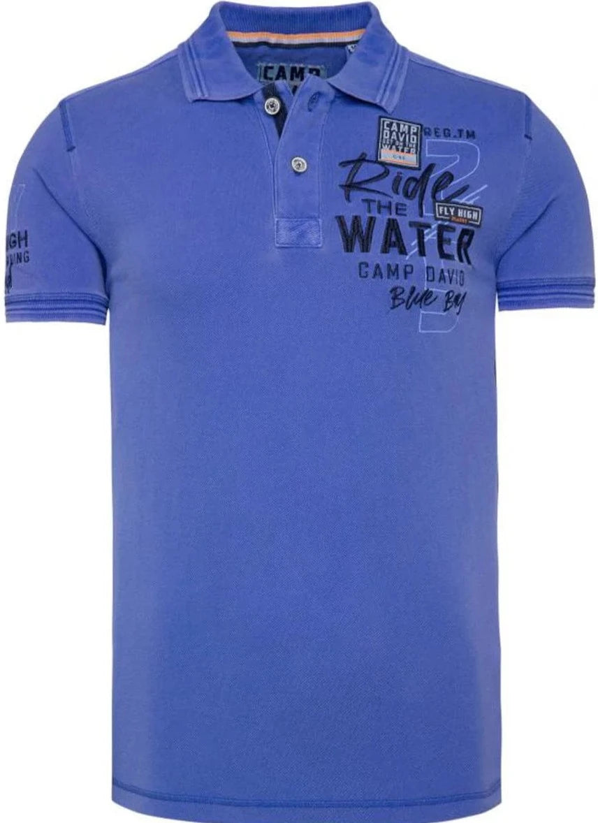 Camp DavidPique polo shirt with washed effect and artwork