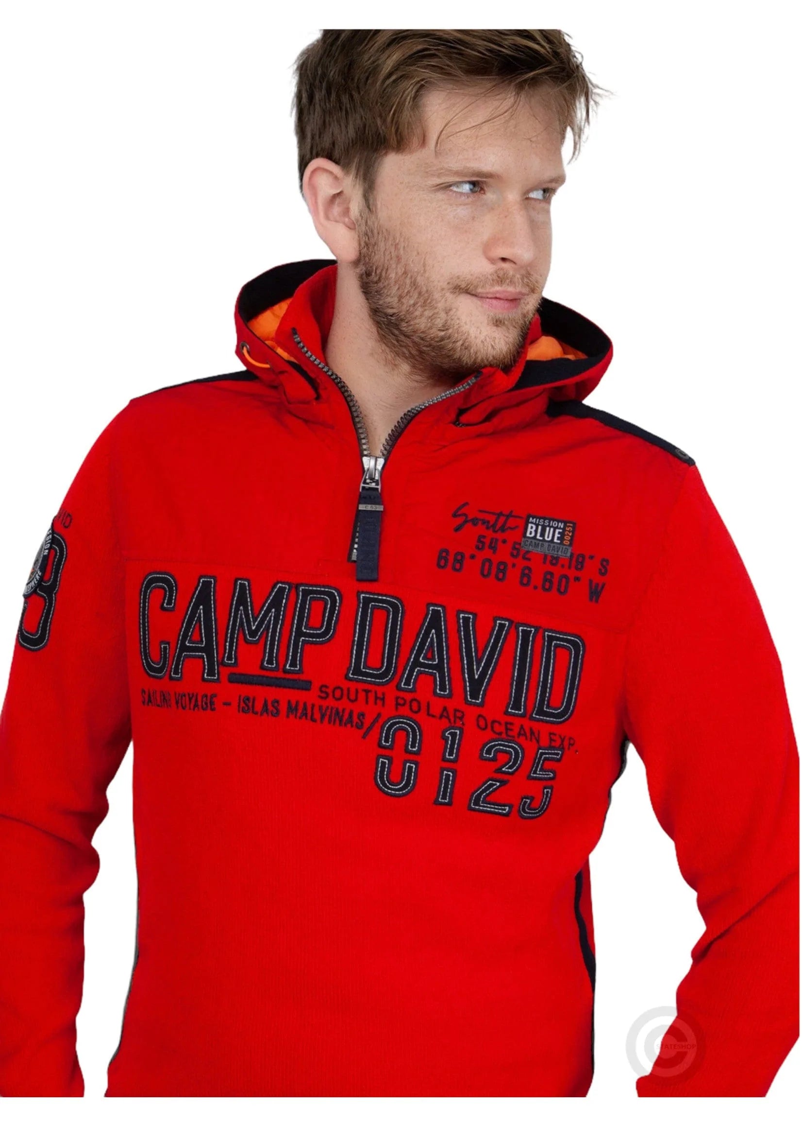 Camp David, dunkelblaues Hoodie-Sweatshirt mit Fotodruck - Stateshop Fashion | Print-Shirts