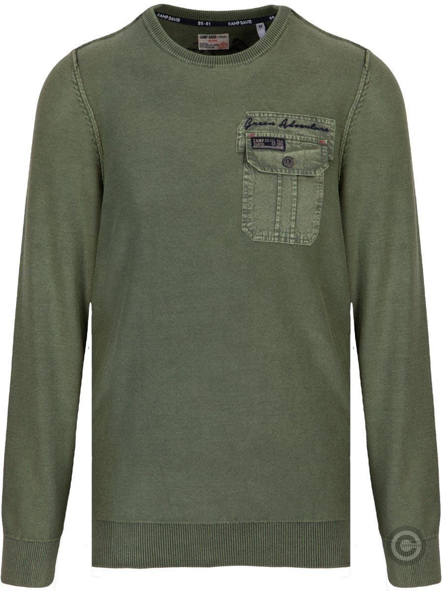 Camp DavidRound-neck sweater with print on the back, green