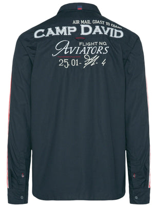 Camp David Shirt with stripe tape and back artwork, Black