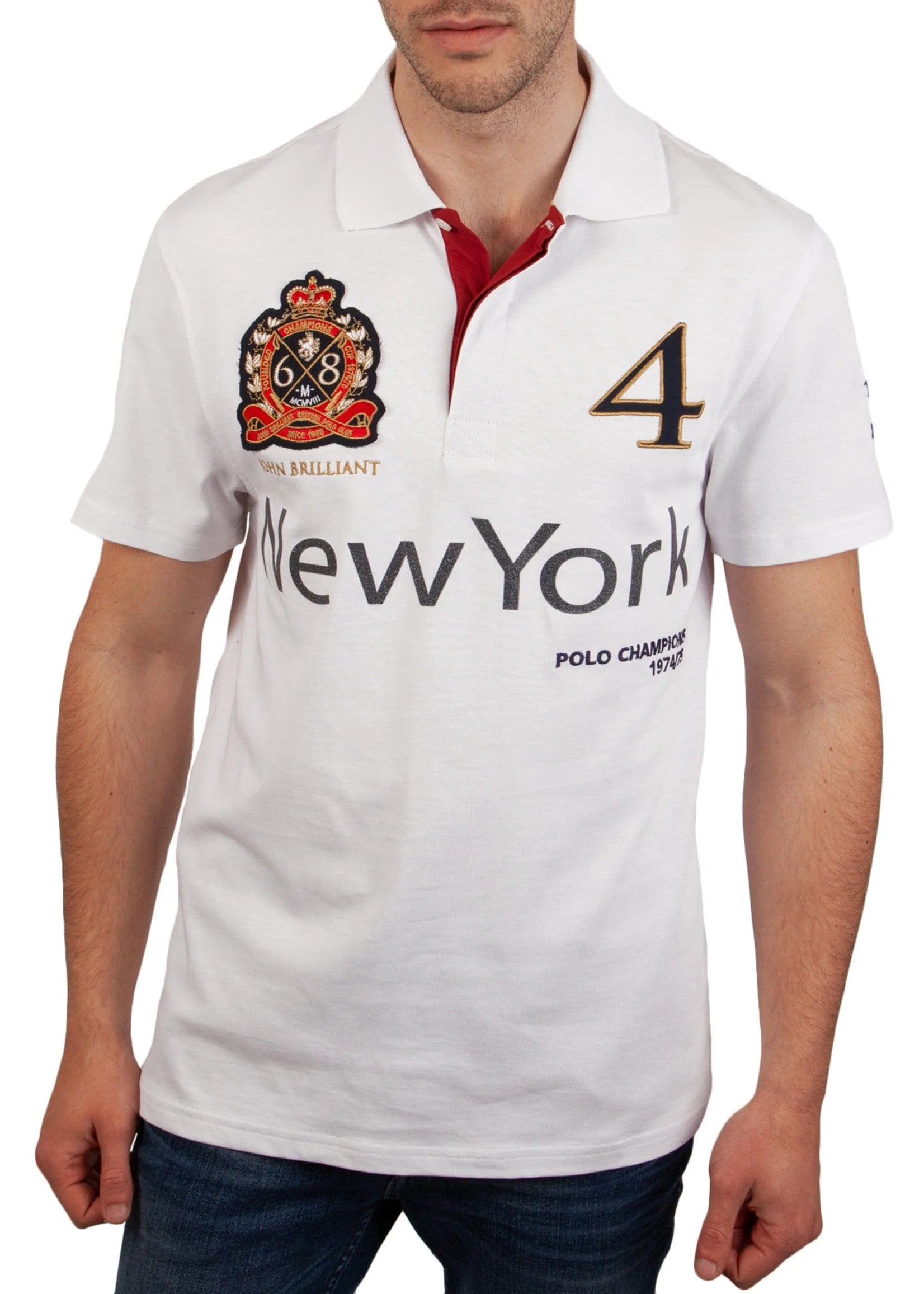 John Brilliant Polo Shirt New York, white - Stateshop Fashion
