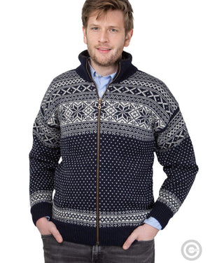 NorfindeCardigan made of 100% pure new Norwegian wool, darkblue