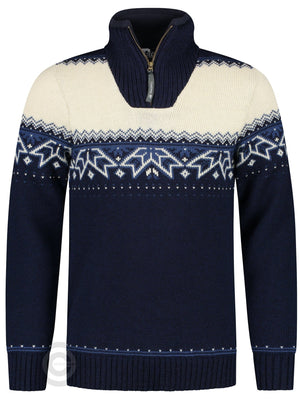 NorfindeNordic sweater with traditional star pattern, darkblue