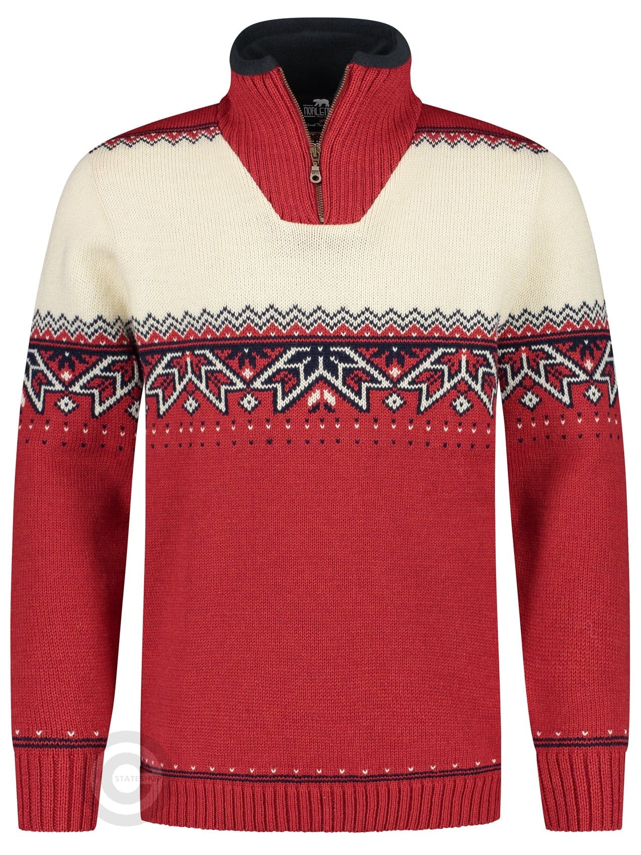 Nordic sweater with traditional star pattern, redNorfinde