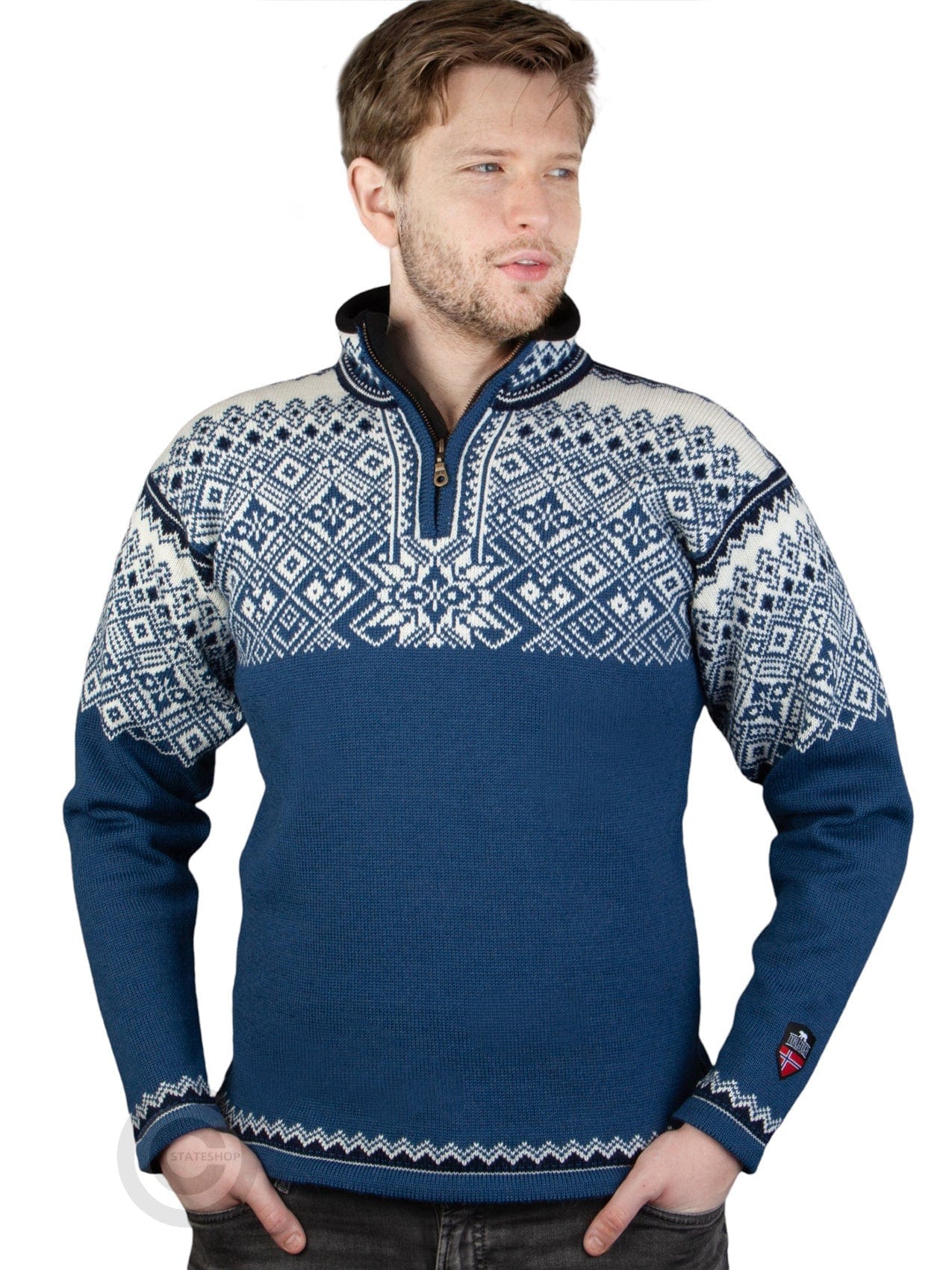 Nordic zip sweater, Traditional BlueNorfinde - Stateshop Fashion