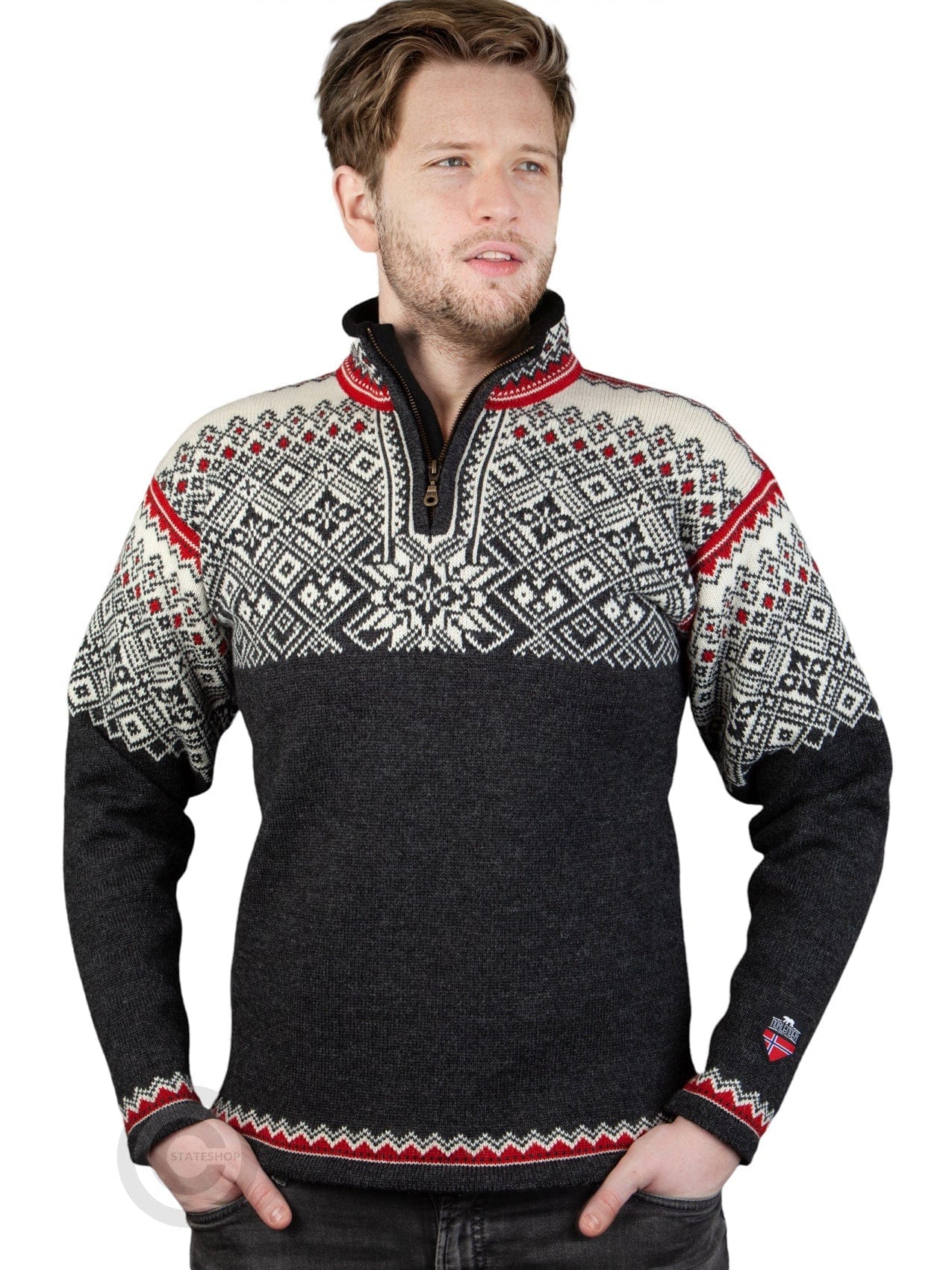 NorfindeNordic zip sweater, Traditional Charcoal