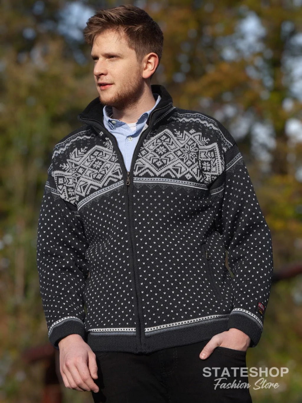 Norfinde Norwegian cardigan-windstopper in 100% pure wool