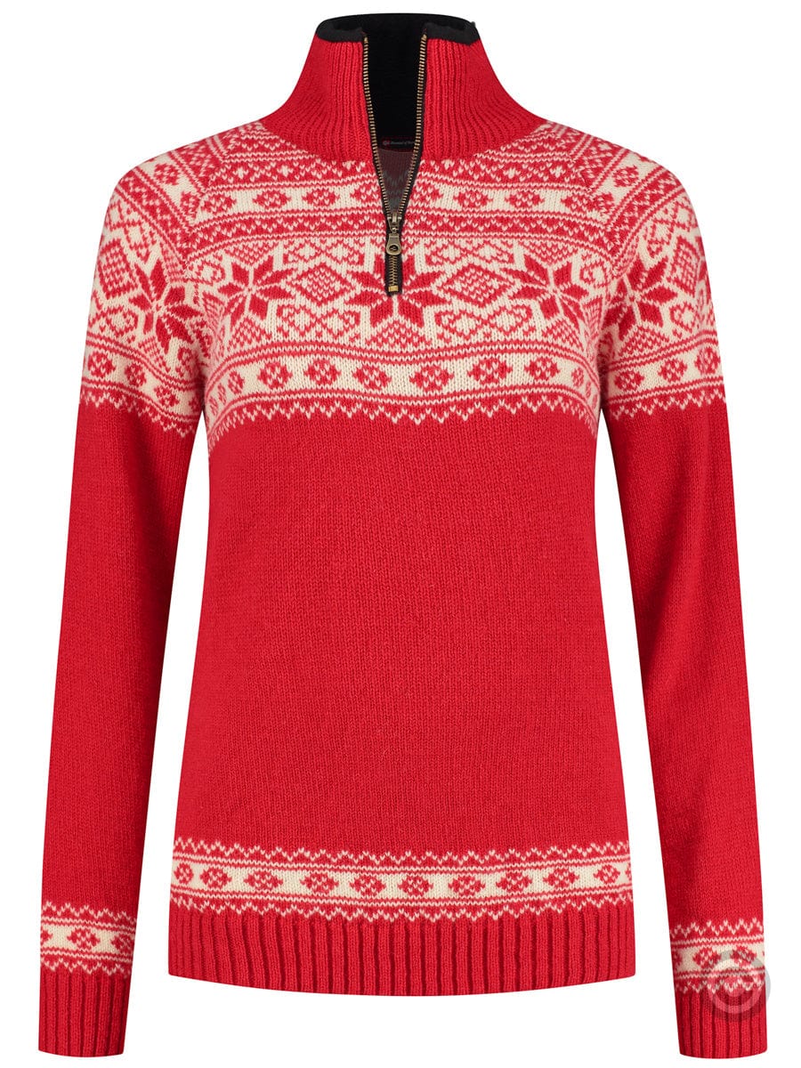 NorfindeNorwegian women's sweater in Setesdals design, red