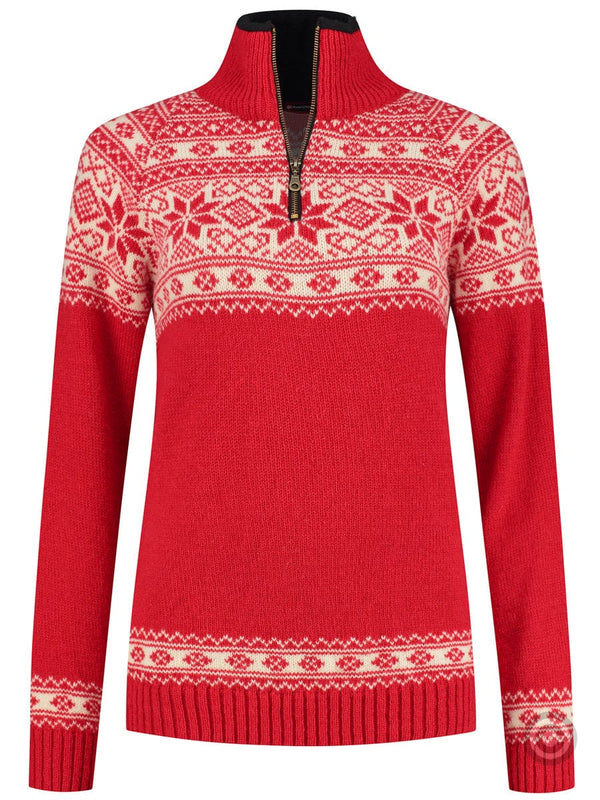Norwegian women's sweater in Setesdals design, redNorfinde