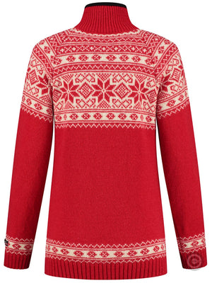 NorfindeNorwegian women's sweater in Setesdals design, red
