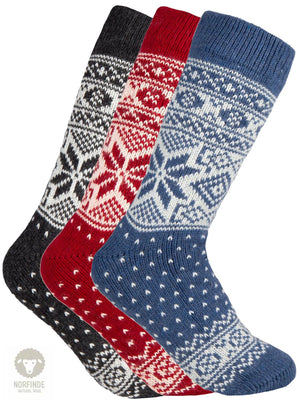 Norfinde Norwegian Wool Socks, 3-Pack "Snowflake"