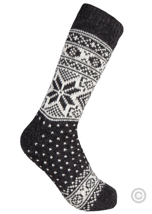 Norfinde Norwegian wool socks "Snowflake" anthracite